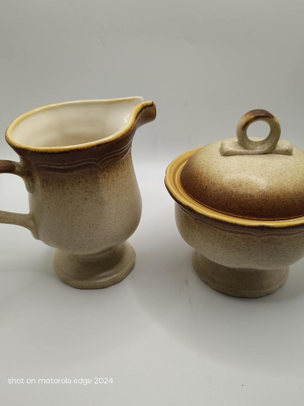 Vintage Mikasa Whole Wheat E8000 Sugar Bowl & Creamer Set